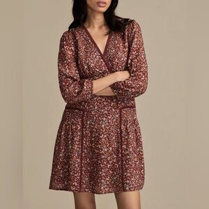 Lucky Brand Women's 3/4 Sleeve V Neck Floral Dress Size XL